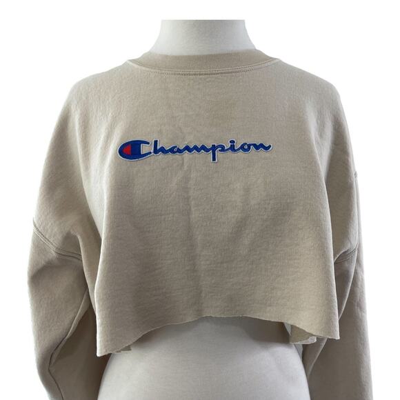 Champion Tan Crop Top Crewneck Sweater Womens Size M - Picture 9 of 9